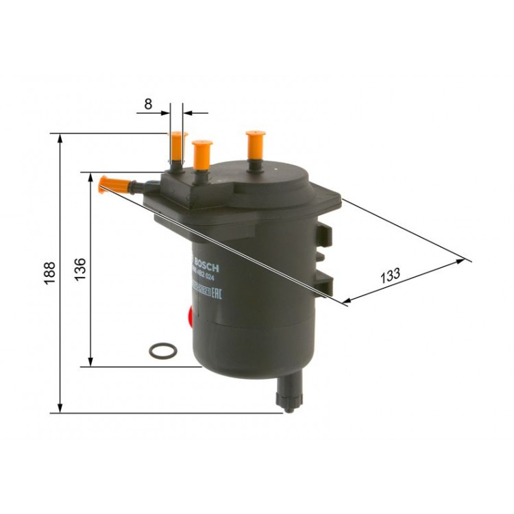 BOSCH 09864B2024 | YAKIT FILTRESI (DIZEL) RENAULT MEGANE II, SCENIC II 15 DCI K9K 722 728 729 MOTOR