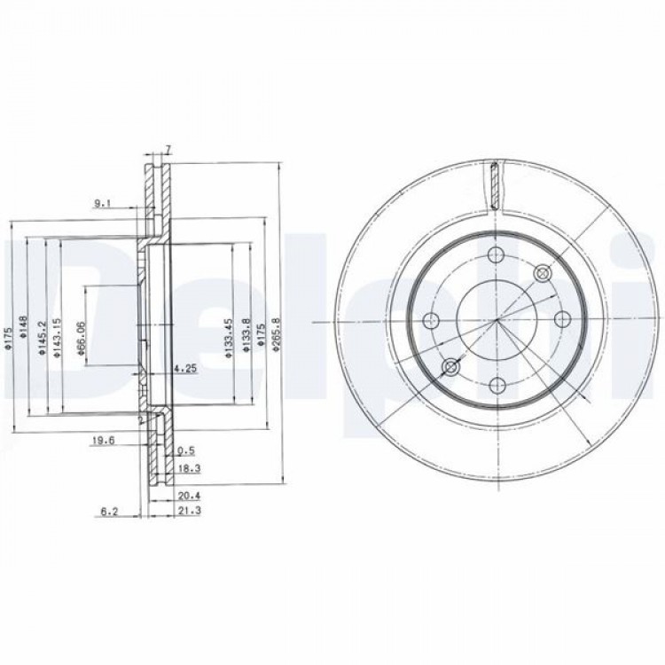DELPHİ BG2387 | FREN DISKI ON (4D 266MM) P206 P305 P306  PARTNER BERLINGO 96-