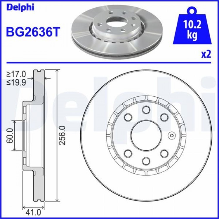 DELPHİ BG2636T | ON FREN DISKI HAVALI ASTRA F 1.81-CORSA B 1.6 GSI 16V-1.61-VECTRA A 1.7D-1.7 TD-1.8-1.81