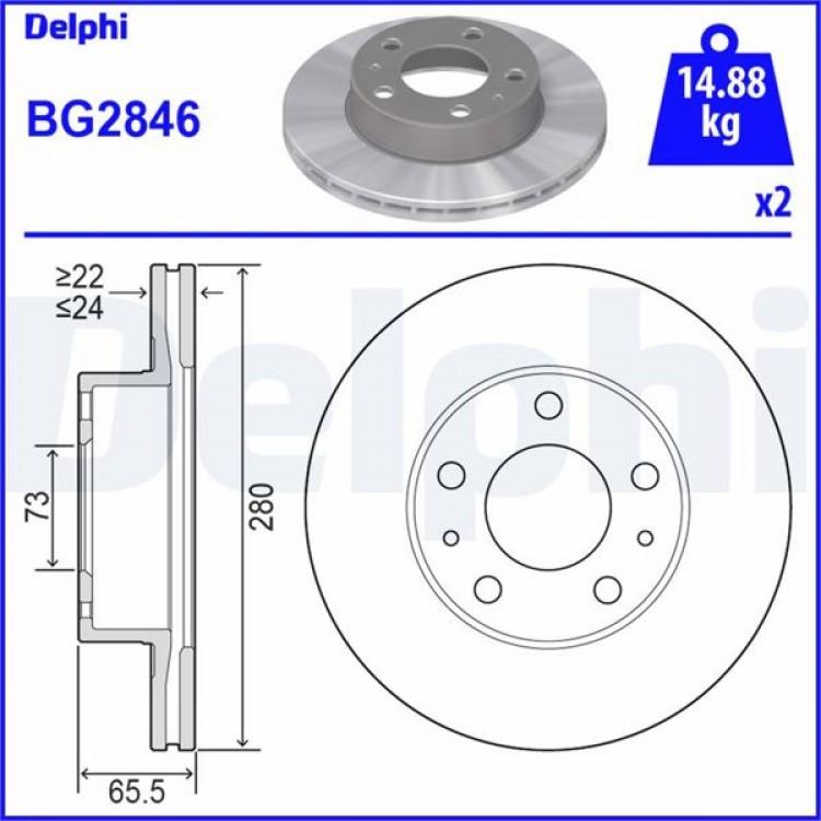 DELPHİ BG2846 | FREN AYNASI ON HAVALI FIAT DUCATO-PEUGEOT BOXER-CITROEN JUMPER 02 1 4TON