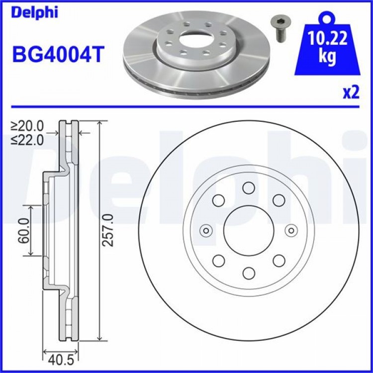 DELPHİ BG4004T | FREN DISKI (CIFTLI PAKET), DELIKLI ON FIAT // OPEL FIAT // OPEL; GRANDE PUNTO, PUNTO, PUNTO EVO // ADAM, CORSA, CORSA VAN 09/2005 >