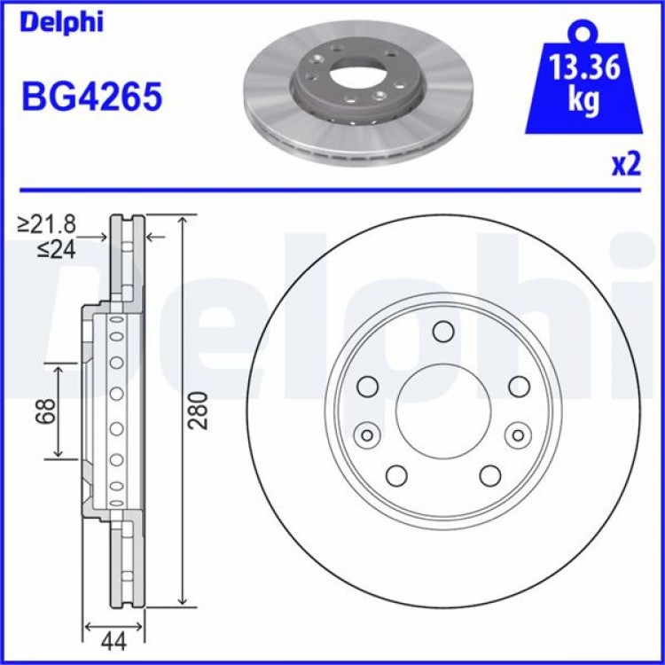 DELPHİ BG4265 | ON FREN DISKI FLUENCE MEGANE III IV SCENIC III LAGUNA III DUSTER 1.2 / 1.4/ 1.5DCI / 1.6/2.0