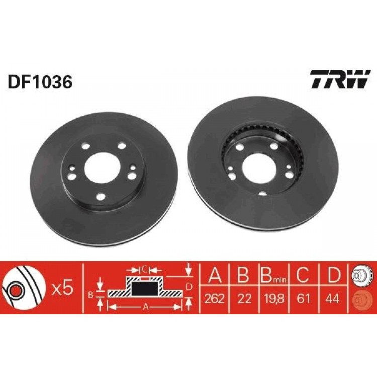 TRW DF1036 | FREN DISK ON I RENAULT:  SAFRANE I (B54_), SAFRANE II (B54_) 1995-2005