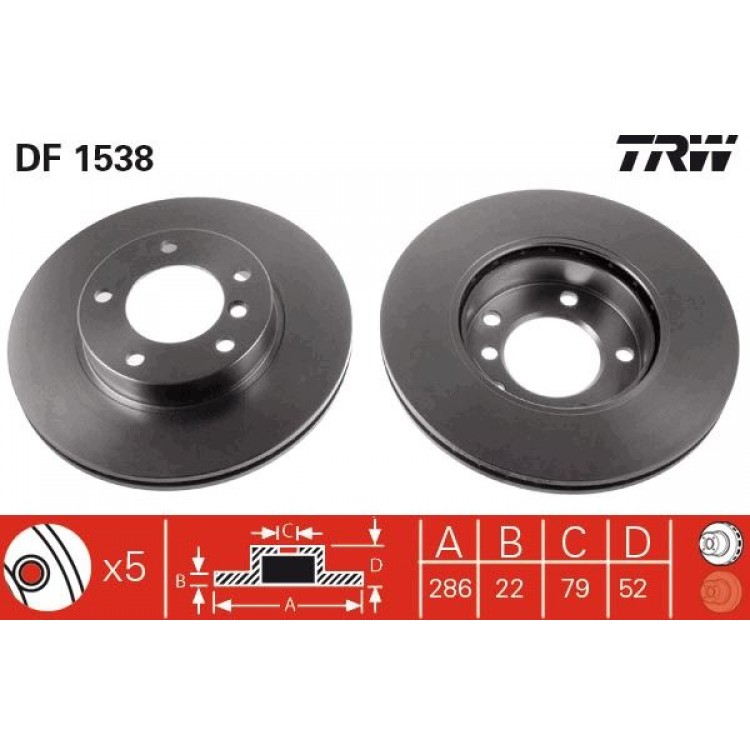 TRW DF1538 | TAKIM - FREN DISKI ON HAVALI 286MM (BMW) E36 3.18 3.20