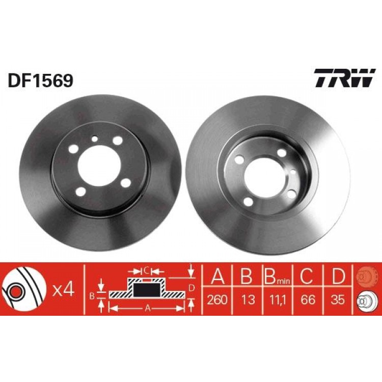 TRW DF1569 | FREN DISK ON I BMW:  3 (E30), 3 CONVERTIBLE (E30) 1989-1997