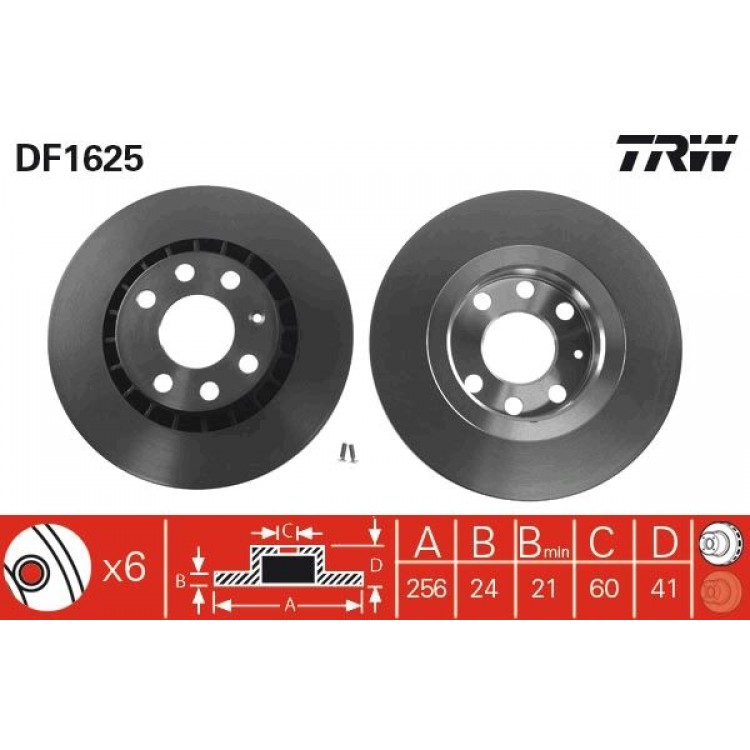 TRW DF1625 | TAKIM - FREN DISKI ON HAVALI (OPEL) ASCONA ASTRA CALIBRA (96-98)