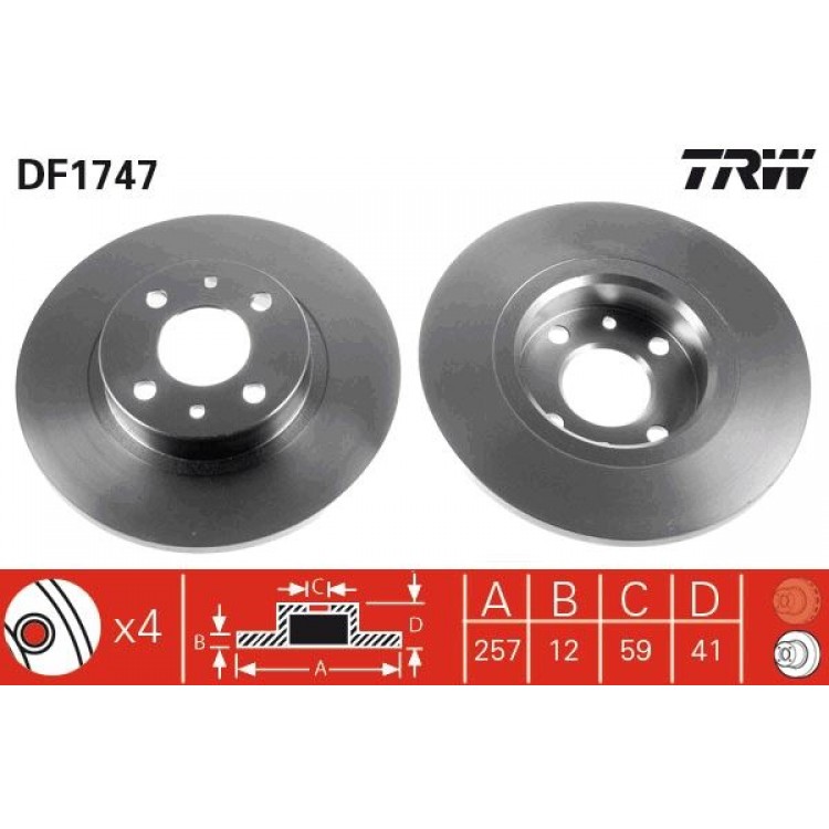 TRW DF1747 | TAKIM - FREN DISKI ON  TEMPRA SW MAREA 1.4 1.6