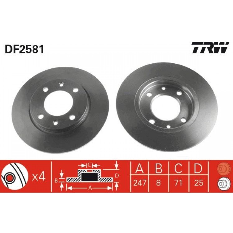 TRW
DF2581 | TAKIM - FREN DISKI ARKA DUZ 247MM (PEUGEOT) P106 GTI P206 P306 (CITROEN) ZX TRW
DF2581 | TAKIM - FREN DISKI ARKA DUZ 247MM (PEUGEOT) P106 GTI P206 P306 (CITROEN) ZX