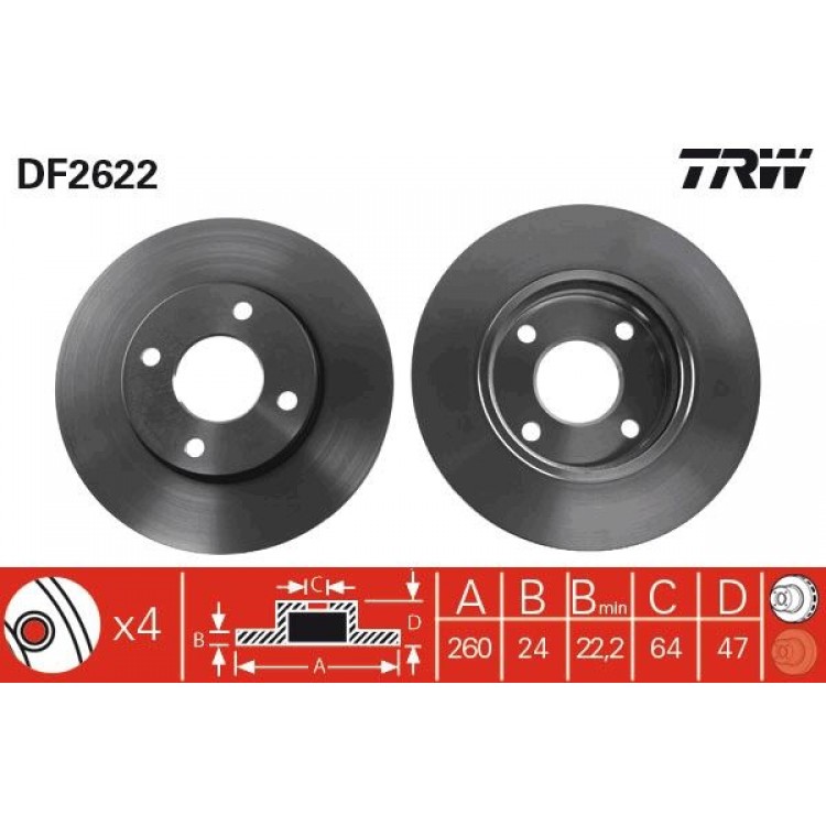 TRW
DF2622 | TAKIM - FREN DISKI ON HAVALI 260 MM FORD MONDEO I (93-96) MONDEO II (96-00) 1.6 16V-1.8-2.0I 16V TRW
DF2622 | TAKIM - FREN DISKI ON HAVALI 260 MM FORD MONDEO I (93-96) MONDEO II (96-00) 1.6 16V-1.8-2.0I 16V