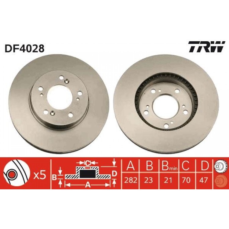 TRW
DF4028 | FREN DISK ON I HONDA: CR-V I (RD), HR-V (GH), INTEGRA COUPE (DC2, DC4), LEGEND III (KA), ODYSSEY (RL1, RA6, RA_), ODYSSEY MPV (RA_), PRELUDE V (BB_), SHUTTLE (RA) 2001-2004 TRW
DF4028 | FREN DISK ON I HONDA: CR-V I (RD), HR-V (GH), INTEGRA COUPE (DC2, DC4), LEGEND III (KA), ODYSSEY (RL1, RA6, RA_), ODYSSEY MPV (RA_), PRELUDE V (BB_), SHUTTLE (RA) 2001-2004