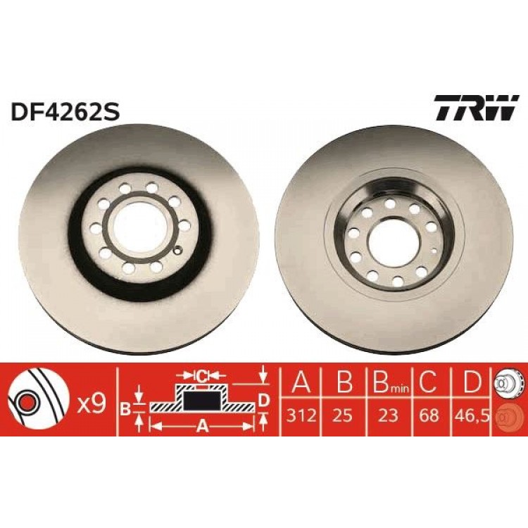 TRW
DF4262S | FREN DISKI ON HAVALI 312MM PASSAT 96-05 SUPERB 01-08 A4 00-09 A6 97-05 TRW
DF4262S | FREN DISKI ON HAVALI 312MM PASSAT 96-05 SUPERB 01-08 A4 00-09 A6 97-05