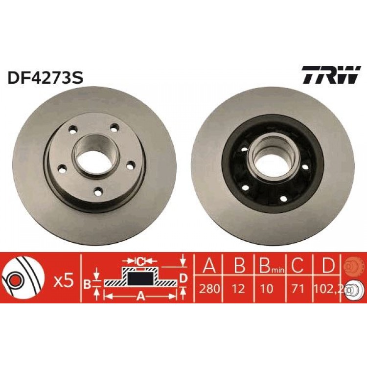 TRW
DF4273S | FREN DISKI ARKA RULMANSIZ 280MM ( RENAULT ) TRAFIC ( OPEL ) VIVARO 1.9 2.5DCI (03->) TRW
DF4273S | FREN DISKI ARKA RULMANSIZ 280MM ( RENAULT ) TRAFIC ( OPEL ) VIVARO 1.9 2.5DCI (03->)