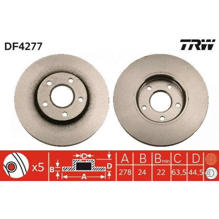 TRW
DF4277 | FREN DISK ON I FORD: TOURNEO CONNECT, TRANSIT CONNECT (P65_, P70_, P80_) 2003-2017 TRW
DF4277 | FREN DISK ON I FORD: TOURNEO CONNECT, TRANSIT CONNECT (P65_, P70_, P80_) 2003-2017
