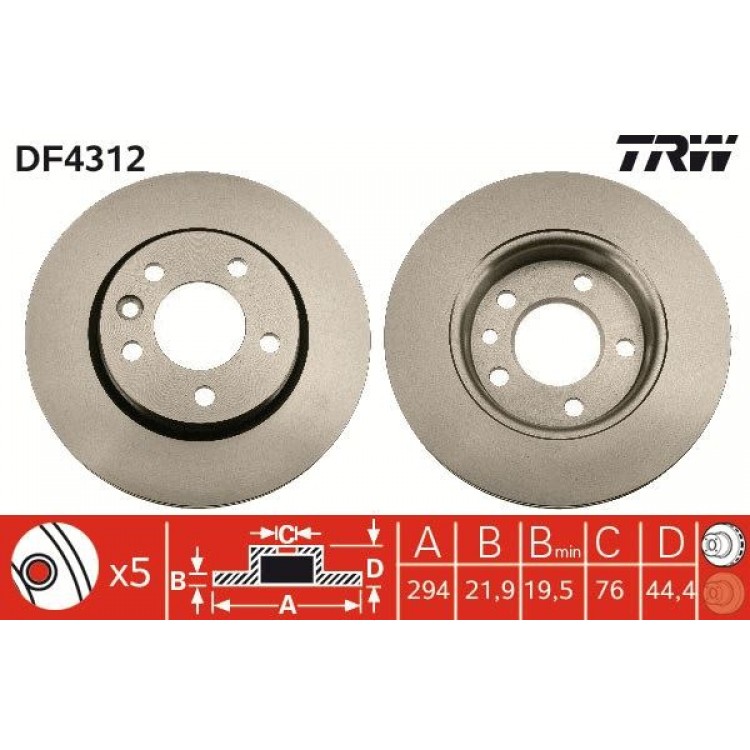 TRW DF4312 | FREN AYNASI ARKA HAVALI VOLKSWAGEN TRANSPORTER T5 1.9TDI,2.0,2.5TDI 16 TEKERLER ICIN 04-2003-,3.2 V6 17 TEKERLEK ICIN; MULTIVAN V 04-2003- TRW DF4312 | FREN AYNASI ARKA HAVALI VOLKSWAGEN TRANSPORTER T5 1.9TDI,2.0,2.5TDI 16 TEKERLER ICIN 04-2003-,3.2 V6 17 TEKERLEK ICIN; MULTIVAN V 04-2003-