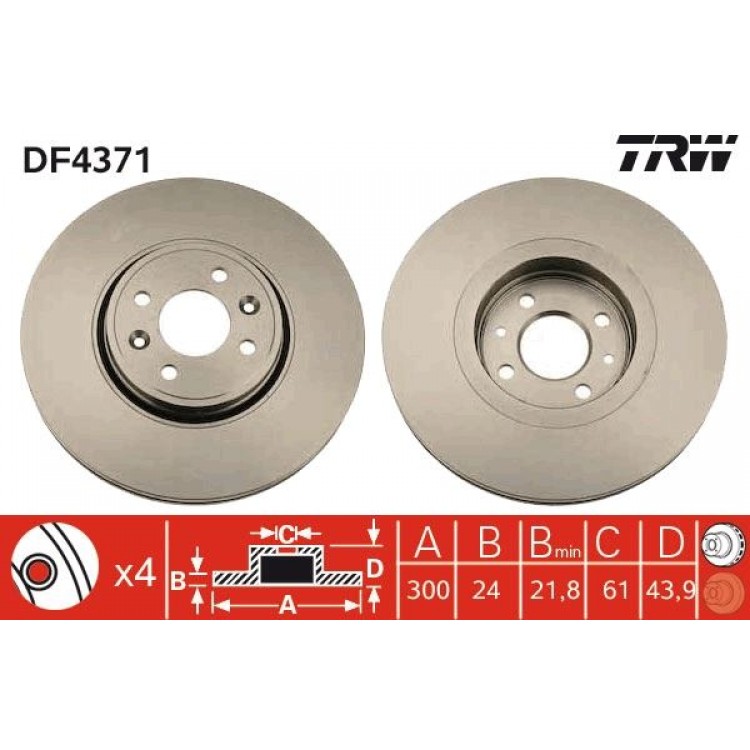 TRW DF4371 | FREN DISK ON I RENAULT:  GRAND SCÉNIC II (JM0/1_), SCÉNIC II (JM0/1_) 2006-2013