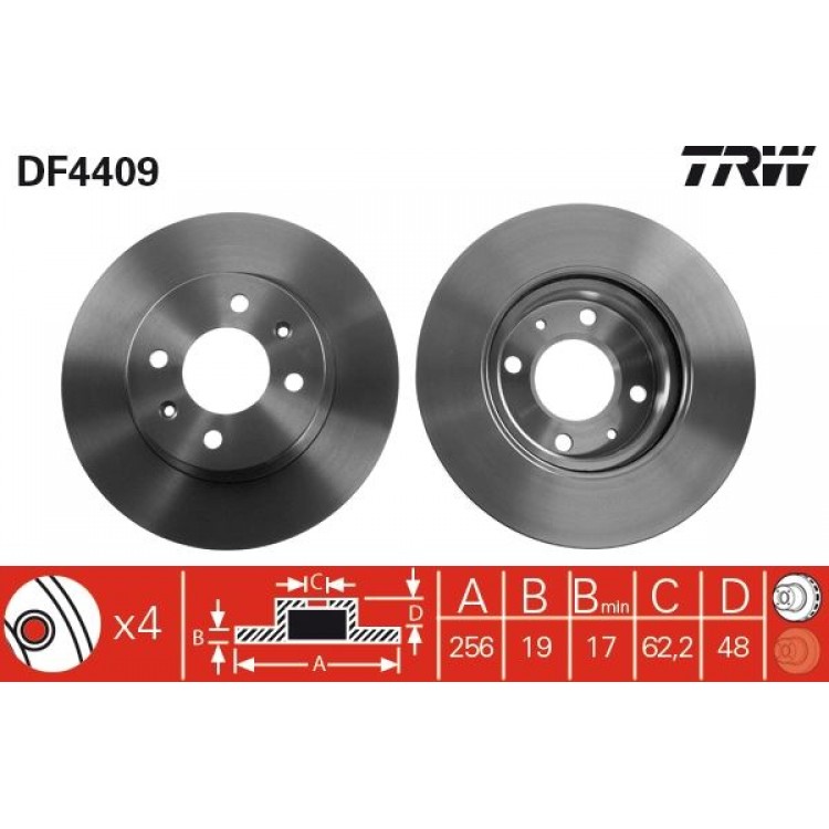 TRW DF4409 | FREN DISK ON I HYUNDAI:  GETZ (TB) 2005-2010