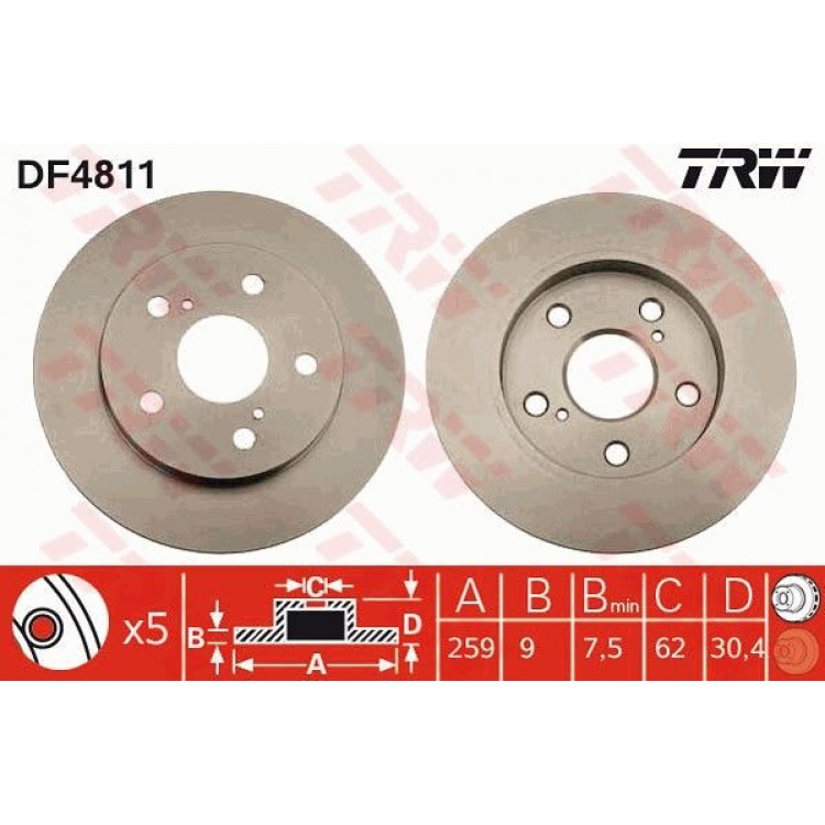 TRW DF4811 | FREN AYNASI ARKA TOYOTA AURIS 1.4 VVTI,1.6 VVTI 03-2007-; COROLLA SEDAN E12J,E12T 1.4 VVT-I 08-2002-,1.6 11-2006-; SEDAN 1.6 DUAL VVTI 01-2007-