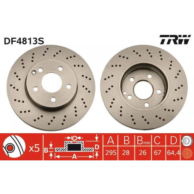 TRW DF4813S | FREN DISK ON I MERCEDES-BENZ:  C-CLASS (W204), C-CLASS COUPE (C204), C-CLASS T-MODEL (S204) -  MERCEDES-BENZ (BBDC):  C-CLASS (W204) 2006-2012