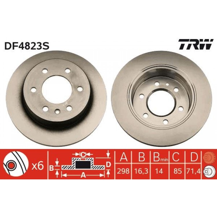 TRW DF4823S | FREN DISKI ARKA MERCEDES SPRINTER 906 VOLKSWAGEN CRAFTER 30 - 50  2006->