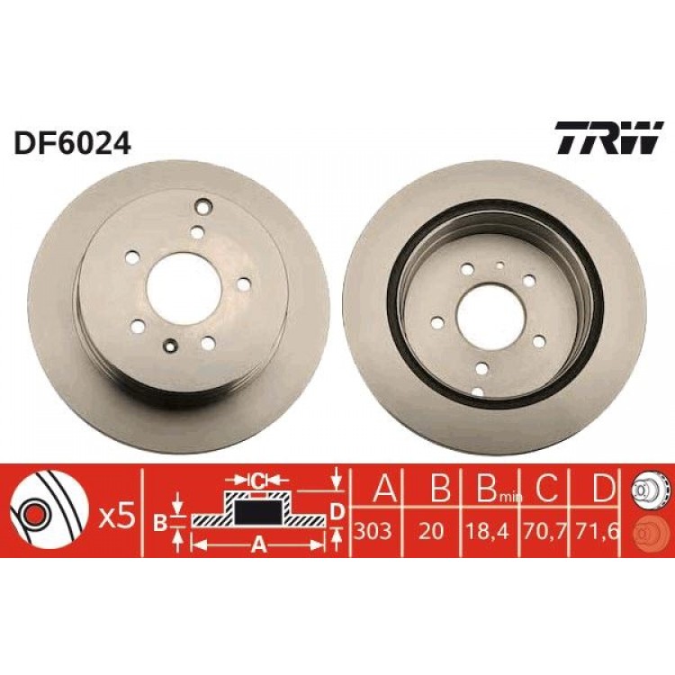 TRW DF6024 | FREN DİSKİ ARKA CHEVROLET CAPTIVA 2006 >>, CAPTIVA SPORT 2012 >>, EQUINOX 2003 - 2009