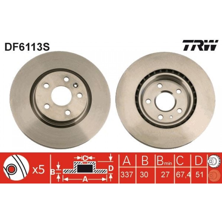 TRW DF6113S | FREN DISK ON I OPEL INSIGNIA A 09>17 HAVALI