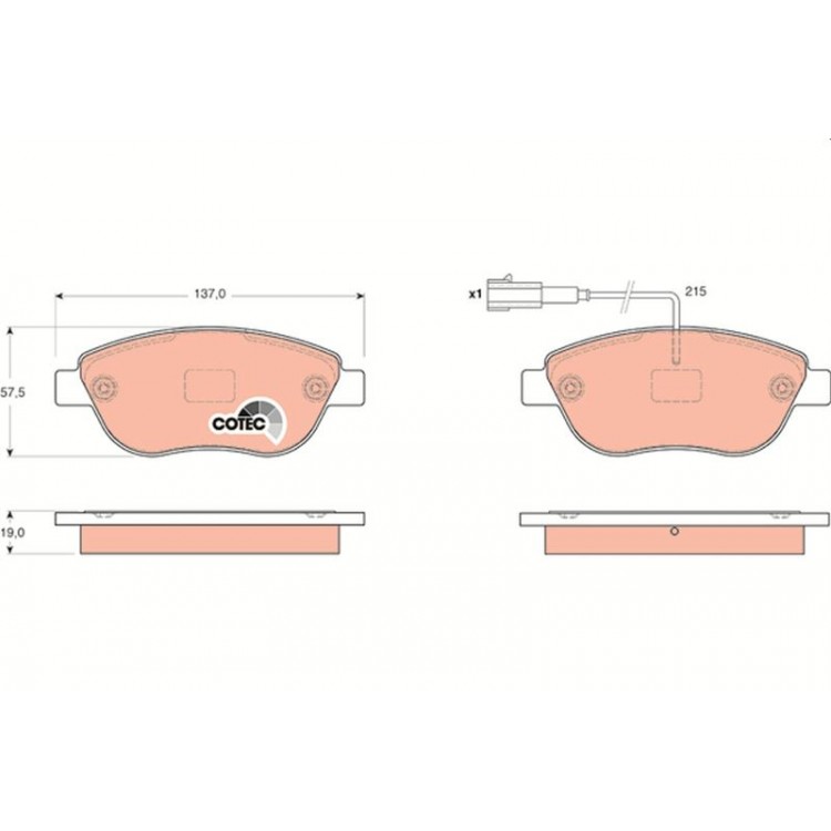 DISK BALATA ON FISLI FIAT GRANDE PUNTO 199 1.3 MULTIJET, 1.9MULTIJET 05-, 1.4 T-JET 07-; DOBLO 1.3 D MULTIJET,1.4,1.9D MULTIJET 05-; LINEA 1.4 T-JET 07-