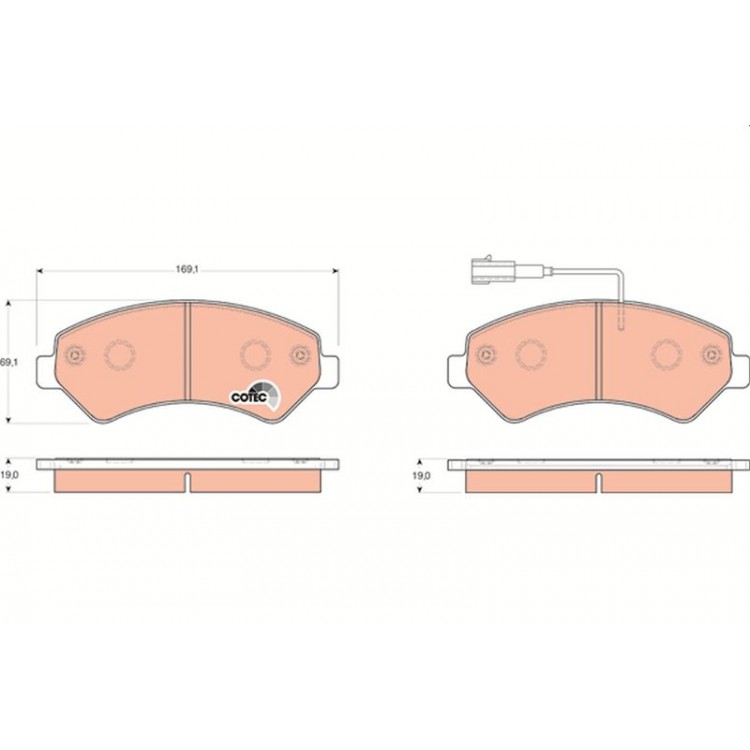 DISK BALATA ON FISLI FIAT DUCATO 2.2D 100 MULTIJET, 2.3D 120 MULTIJET,3.0D 160 MULTIJET 06- CITROEN JUMPER 2.2HDI,100,2.2HDI 120, 3.0 HDI 06- 1.800KG PEUGEOT BOXER 2.2 HDI 100, 2.2 HDI 120, 3.0 HDI 06- 1.800KG