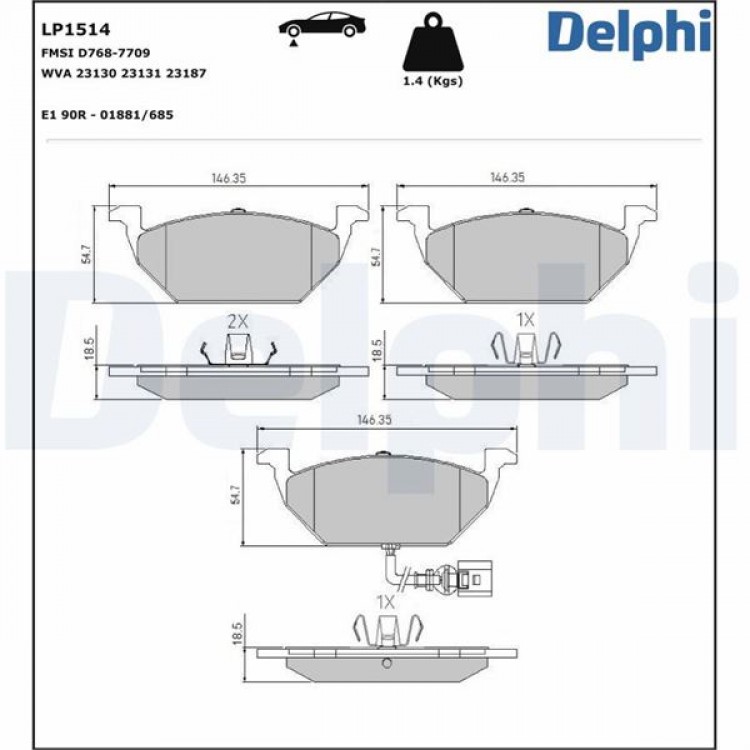 DELPHİ LP1514 | FREN BALATASI ON CADDY GOLF V VI JETTA A3 ALTEA LEON TOLEDO OCTAVIA 1.4 1.6 1.9 2.0TDI TSI