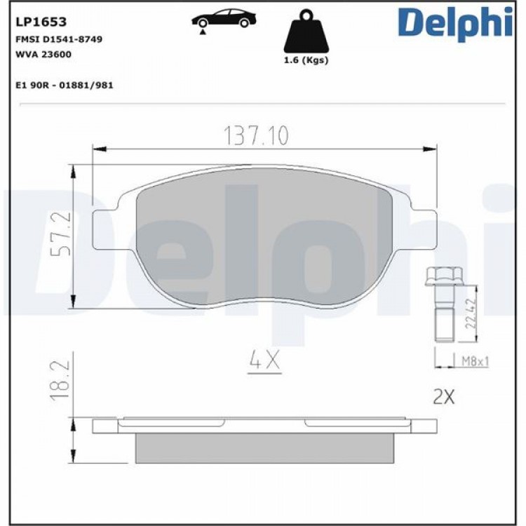 DELPHİ LP1653 | DISK BALATA ON PEUGEOT PARTNER YM 02- DELPHİ LP1653 | DISK BALATA ON PEUGEOT PARTNER YM 02-