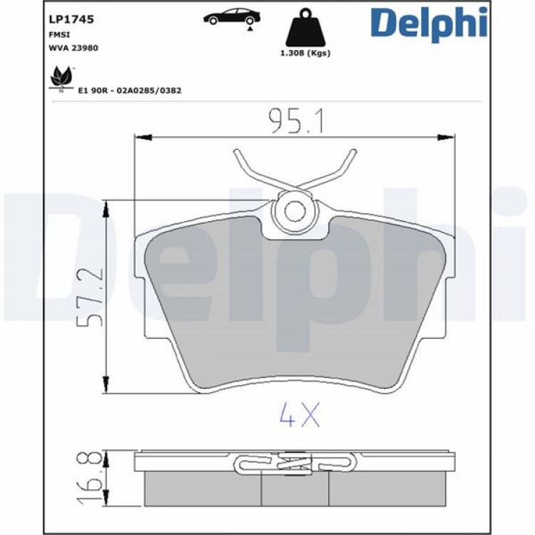 DELPHİ LP1745 | FREN BALATASI ARKA ( VWA 23980 ) >  OPEL > VIVARO A/B  *  RENAULT > TRAFIC 2 / 3 * VOLKSWAGEN T4  ( 96 > )