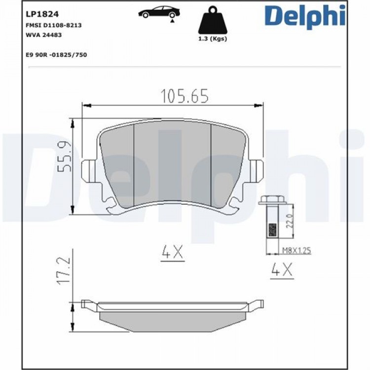 DELPHİ LP1824 | DISK BALATA ARKA VOLKSWAGEN CADDY III-GOLF V-EOS-JETTA III-PASSAT-TOURAN AUDI A3-A4-A6-TT SKODA OCTAVIA