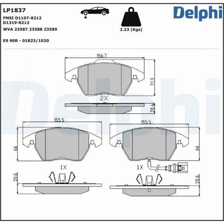 DELPHİ LP1837 | FREN BALATASI ON ( VWA 23587 - 23588 - 23589 ) > VAG > A1 - A3 -TT - ALTEA - IBIZA - LEON - TOLEDO - FABIA - OCTAVIA - RAPID - ROOMSTER - SUPERB - YETI - CADDY - CC - EOS - GOLF - JETTA - PASSAT - SCIROCCO - TIGUAN - TOURAN ( 03 &g DELPHİ LP1837 | FREN BALATASI ON ( VWA 23587 - 23588 - 23589 ) > VAG > A1 - A3 -TT - ALTEA - IBIZA - LEON - TOLEDO - FABIA - OCTAVIA - RAPID - ROOMSTER - SUPERB - YETI - CADDY - CC - EOS - GOLF - JETTA - PASSAT - SCIROCCO - TIGUAN - TOURAN ( 03 &g