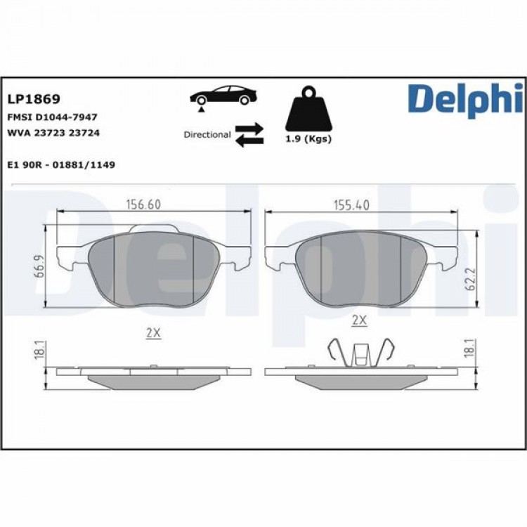 DELPHİ LP1869 | DISK BALATA ON FORD FOCUS II - C-MAX 03-, MAZDA 3-5, VOLVO C30-C70-S40-V50 DELPHİ LP1869 | DISK BALATA ON FORD FOCUS II - C-MAX 03-, MAZDA 3-5, VOLVO C30-C70-S40-V50