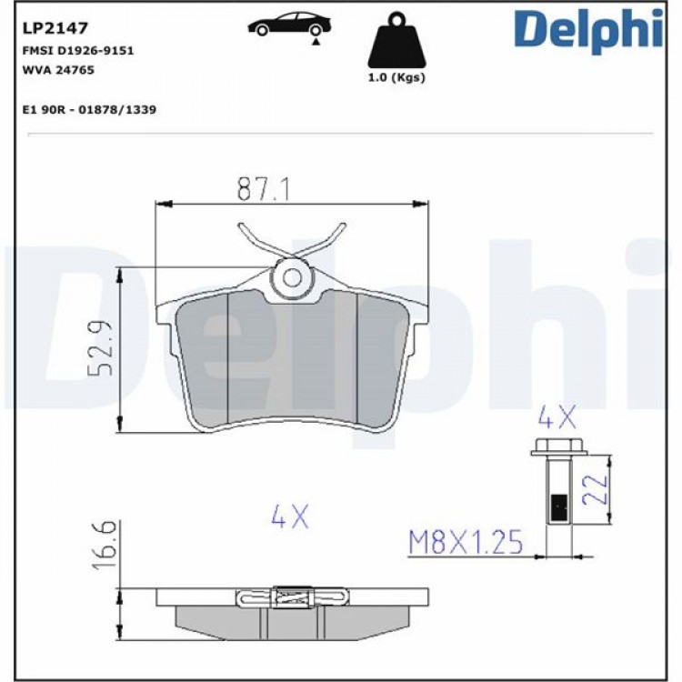 DELPHİ LP2147 | DISK BALATA ARKA CITROEN, PEUGEOT BERLINGO 308 CC, 308 I, 308 SW I, PARTNER 1.6, 1.6 HDI, 1.2, 1.4, 1.6 GTI, 2.0 HDI 00- DELPHİ LP2147 | DISK BALATA ARKA CITROEN, PEUGEOT BERLINGO 308 CC, 308 I, 308 SW I, PARTNER 1.6, 1.6 HDI, 1.2, 1.4, 1.6 GTI, 2.0 HDI 00-