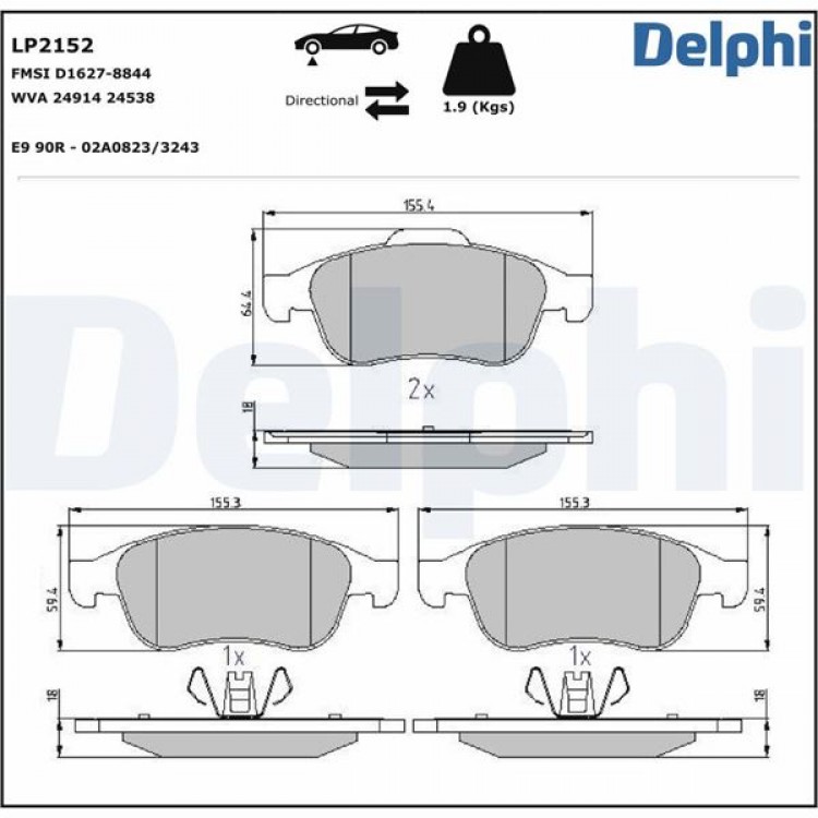 DELPHİ LP2152 | ON FREN BALATASI FLUENCE 08> DUSTER 10>DOKKER 12> MEGANE III 08> SCENIC III 09> 1.5 DCI 1.6 16V 2.0