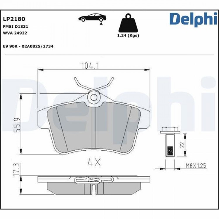 DELPHİ LP2180 | DISK BALATA ARKA PEUGEOT DS4, DS5, 3008, 5008, RCZ 09- DELPHİ LP2180 | DISK BALATA ARKA PEUGEOT DS4, DS5, 3008, 5008, RCZ 09-