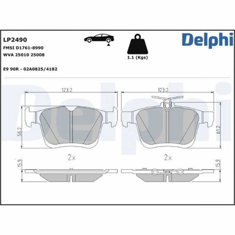 DELPHİ LP2490 | ARKA FREN BALATASI GOLF VII A3 1,2 / 1,4TFSI 1,6 / 2,0TDI 12> DELPHİ LP2490 | ARKA FREN BALATASI GOLF VII A3 1,2 / 1,4TFSI 1,6 / 2,0TDI 12>