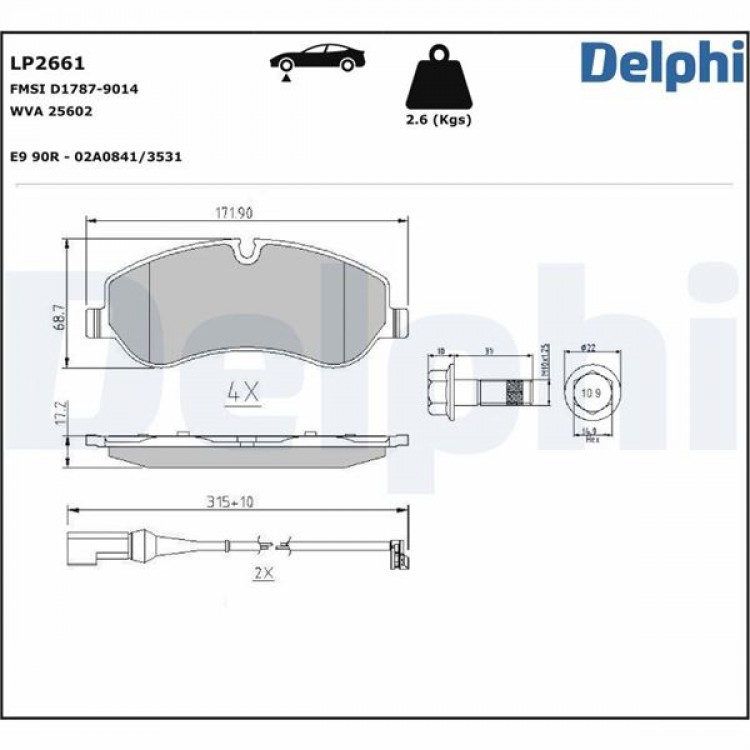 DELPHİ LP2661 | FREN BALATASI ON ( WVA 25602 ) > FORD > TOURNEO - TRANSIT ( 12 > ) DELPHİ LP2661 | FREN BALATASI ON ( WVA 25602 ) > FORD > TOURNEO - TRANSIT ( 12 > )