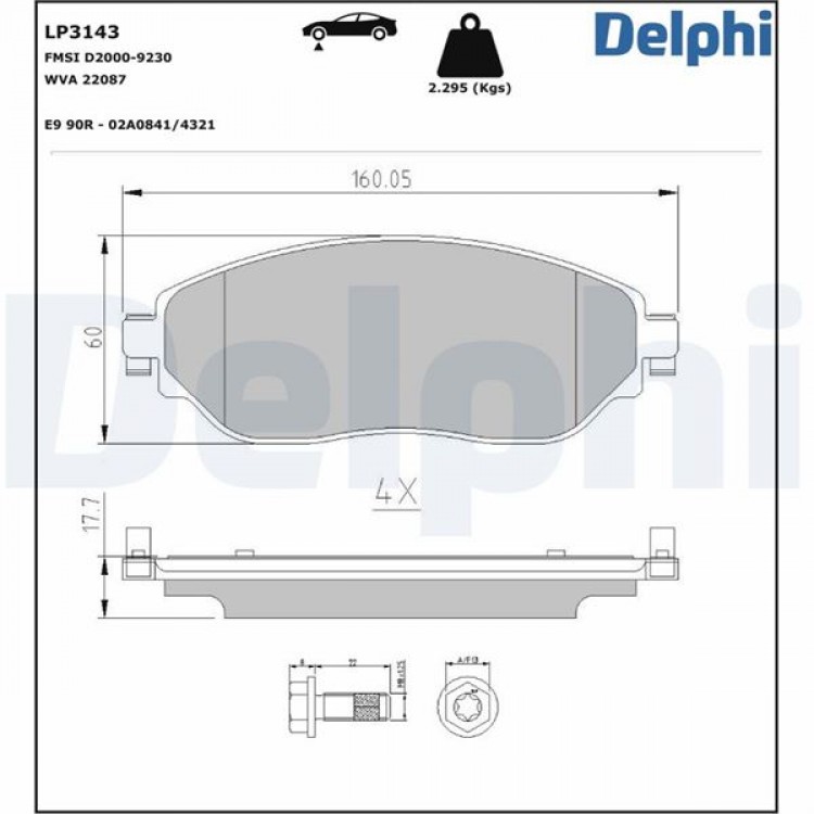 DELPHİ LP3143 | DISK BALATA ON OPEL VIVARO COMBI 1.6 CDTI, VIVARO PANELVAN/VAN 1.6 CDTI 14-
