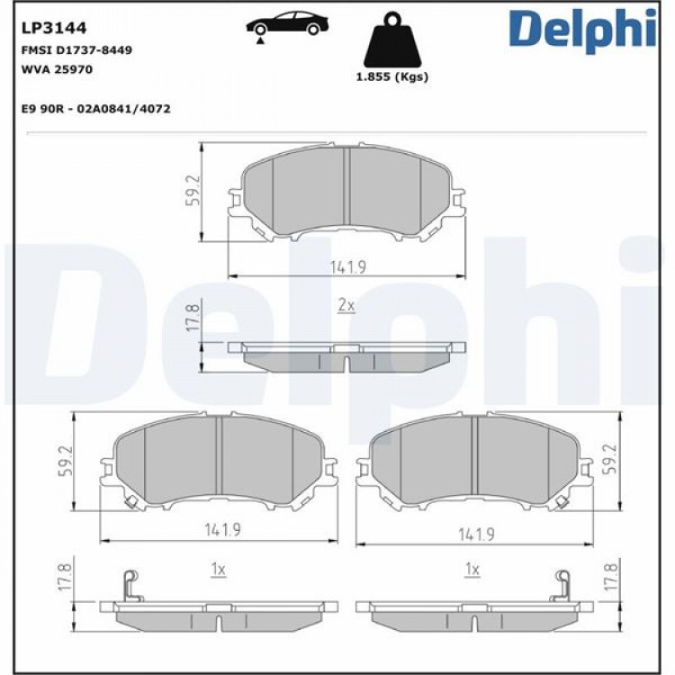DELPHİ LP3144 | FREN BALATASI ON WVA 25970-RENAULT KADJAR NISSAN QASHQAI 13 -