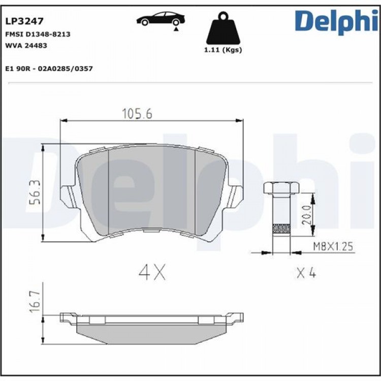 DELPHİ LP3247 | DISK BALATA AUDI, SEAT, VOLKSWAGEN; Q3, ALHAMBRA, CC, PASSAT, PASSAT CC, SHARAN, TIGUAN DELPHİ LP3247 | DISK BALATA AUDI, SEAT, VOLKSWAGEN; Q3, ALHAMBRA, CC, PASSAT, PASSAT CC, SHARAN, TIGUAN