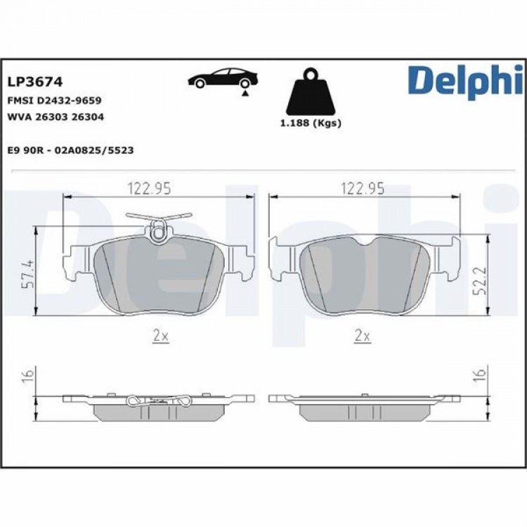 DELPHİ LP3674 | DISK BALATA ARKA VOLKSWAGEN>CADDY, SEAT>LEON, SKODA> OCTAVIA, AUDI>A3 19- DELPHİ LP3674 | DISK BALATA ARKA VOLKSWAGEN>CADDY, SEAT>LEON, SKODA> OCTAVIA, AUDI>A3 19-