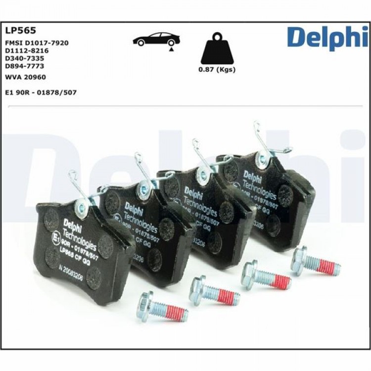 DELPHİ LP565 | FREN BALATASI ARKA (87 MM) VOLKSWAGEN PASSAT PEUGEOT P307 RENAULT MEGANE II PEUGEOT PARTNER TEPE CITROEN BERLINGO (PARTNER TEPE TIPI RESME BAKINIZ)