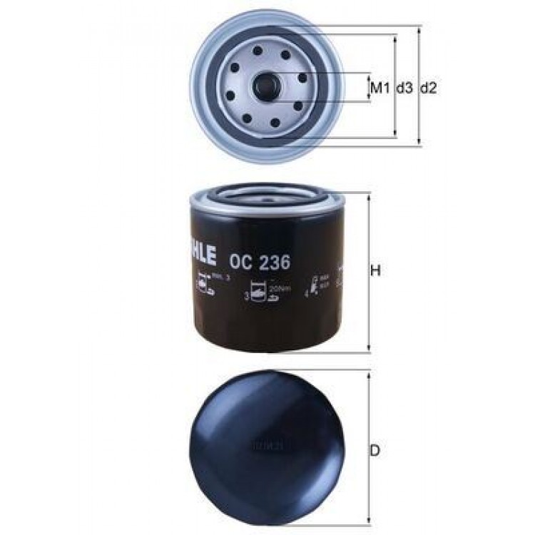 MAHLE OC236 | YAG FILTRESİ NISSAN ALMERA 2.2L YD22DDTi N16 2003-   PATHFINDER 2.5L YD25DDTi DCi R51 2005-