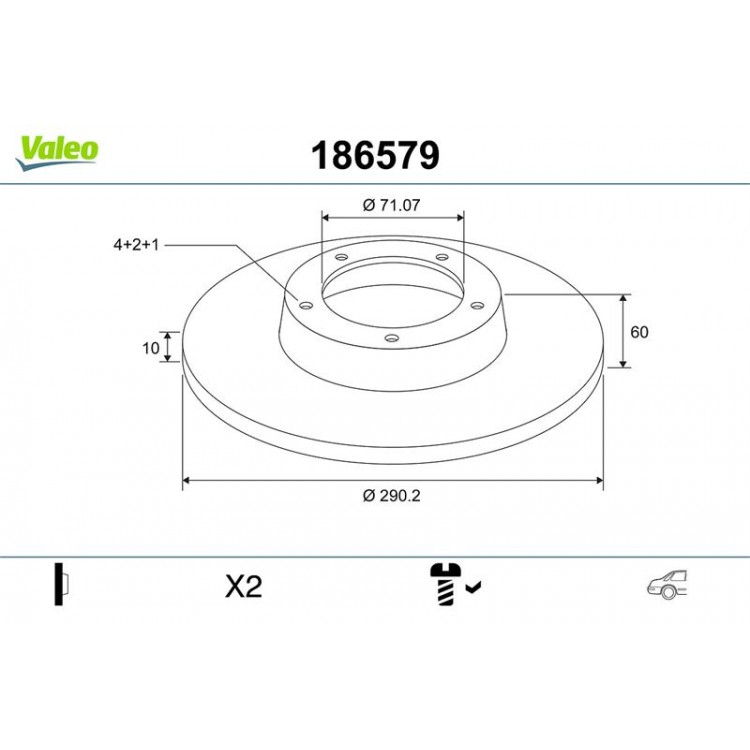 VALEO 186579 | FREN AYNASI ARKA DUZ 290.5 MM PEUGEOT 406 2.0