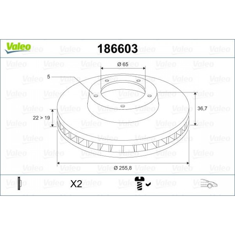 VALEO 186603 | ON FREN DISKI TAKIM GOLF BORA A3 TOLEDO POLO 1997->