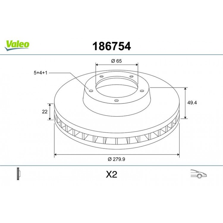 VALEO 186754 | FREN AYNASI ON HAVALI 280 MM VOLKSWAGEN CADDY III-GOLF V-JETTA III 15INC  AUDI A3 16INC