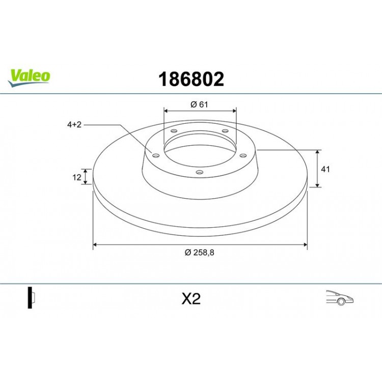 VALEO 186802 | FREN AYNASI ON DUZ 259 MM RENAULT TWINGO 1.2   DACIA LOGAN 1.4 1.5DCI