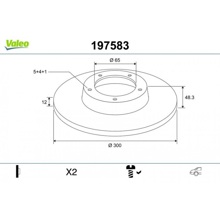 VALEO 197583 | FREN DISKI (ARKA) (X2) VW GOLF7 TOUR2 TIGU2
