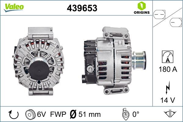 VALEO 439653 | ALTERNATOR 12V 180A MERCEDEC 204 212 KASA 08- VITO  VIANO 07-